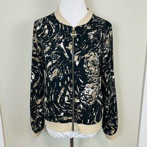 Joseph Ribkoff Black and Cream Bomber Jacket